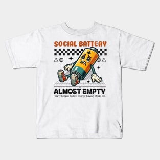 Social Battery Almost Empty - Introvert Kids T-Shirt